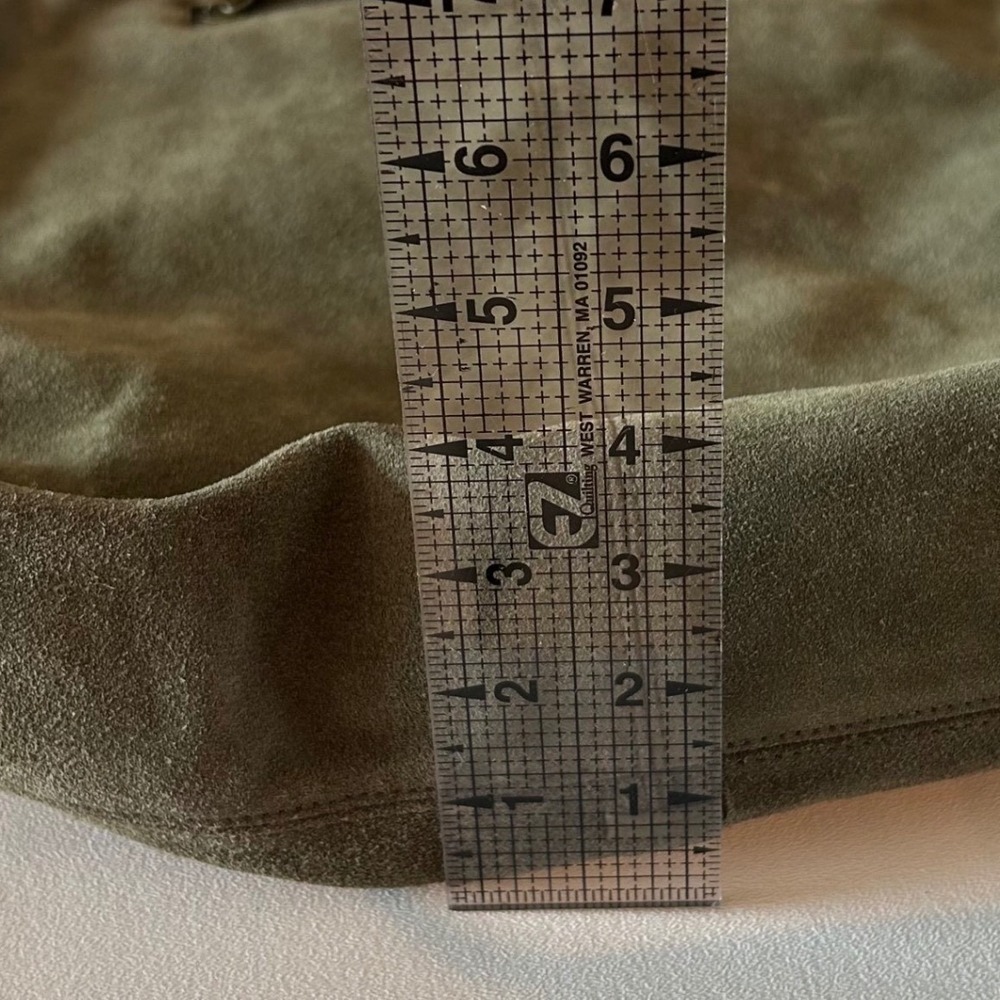 CHI Suede Tote Bag Large Olive Green Studded Boho Slouchy Shoulder Bag Handbag - Picture 8 of 11
